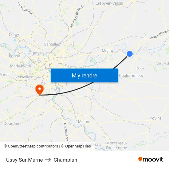 Ussy-Sur-Marne to Champlan map