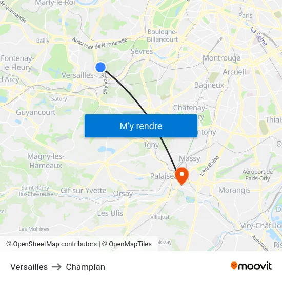 Versailles to Champlan map