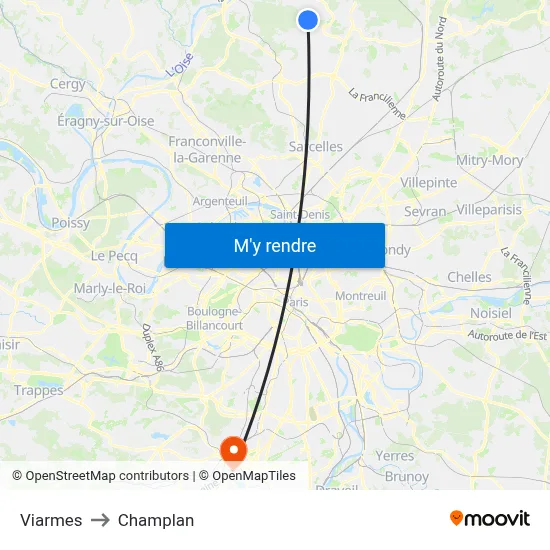Viarmes to Champlan map