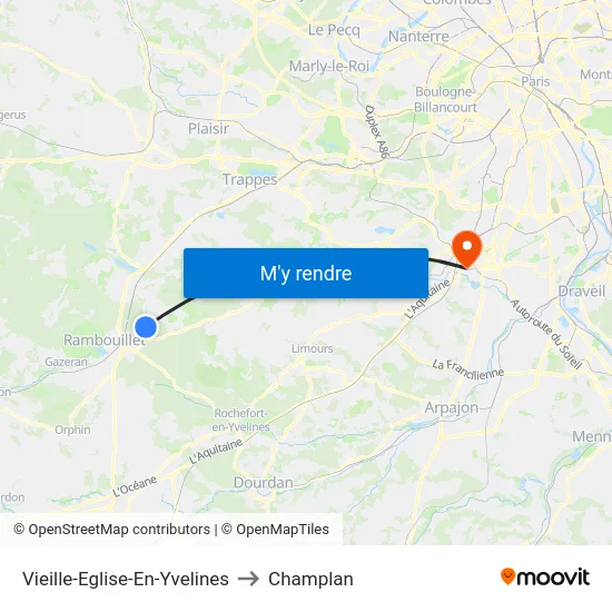 Vieille-Eglise-En-Yvelines to Champlan map