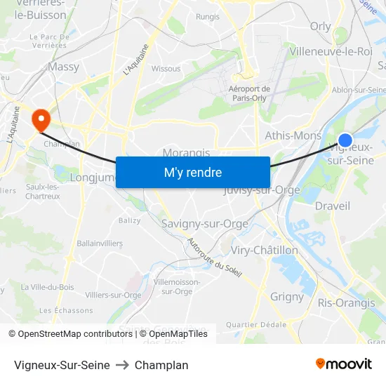 Vigneux-Sur-Seine to Champlan map