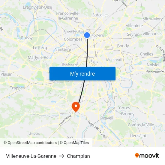 Villeneuve-La-Garenne to Champlan map