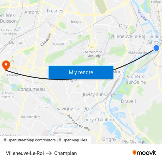 Villeneuve-Le-Roi to Champlan map