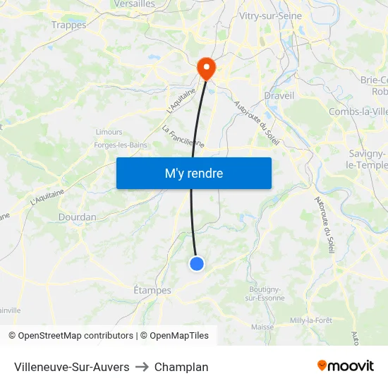 Villeneuve-Sur-Auvers to Champlan map