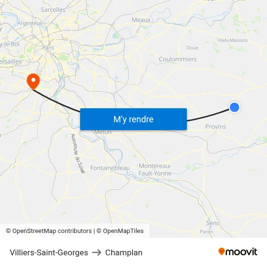 Villiers-Saint-Georges to Champlan map