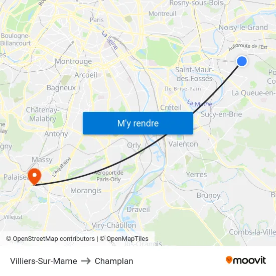 Villiers-Sur-Marne to Champlan map