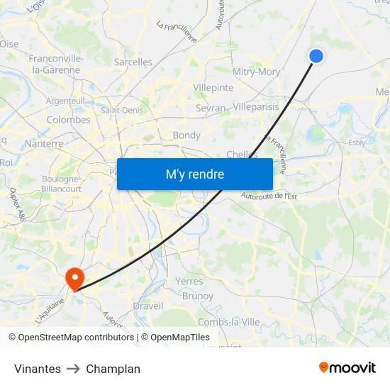 Vinantes to Champlan map