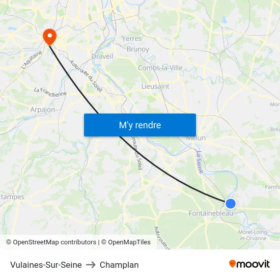 Vulaines-Sur-Seine to Champlan map
