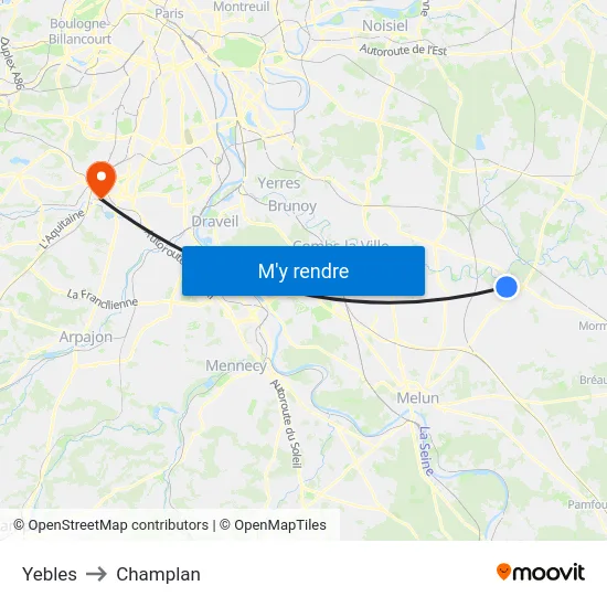 Yebles to Champlan map