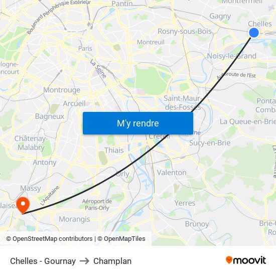 Chelles - Gournay to Champlan map