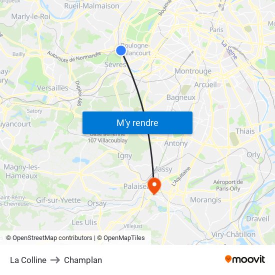 La Colline to Champlan map