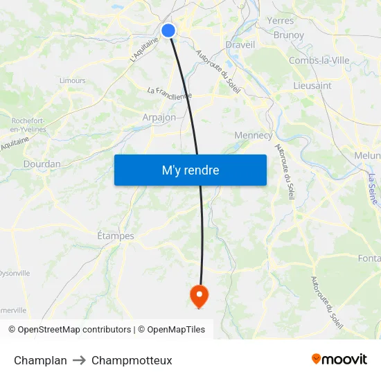 Champlan to Champmotteux map