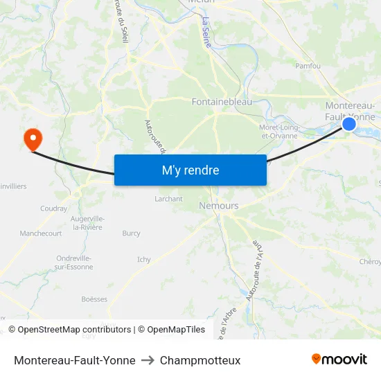Montereau-Fault-Yonne to Champmotteux map