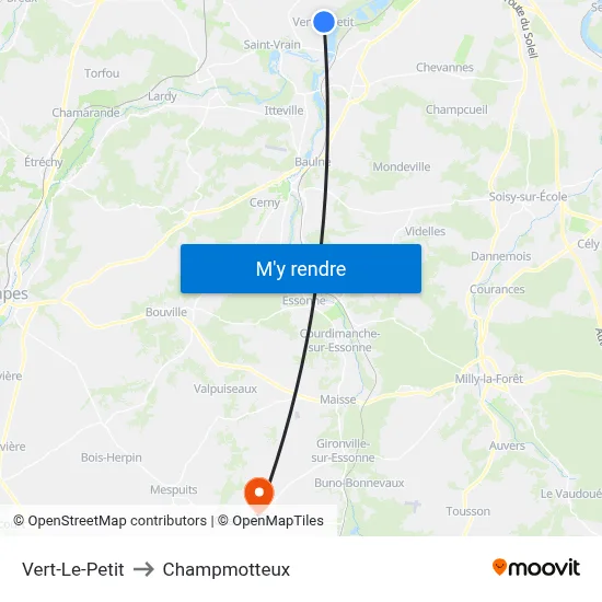 Vert-Le-Petit to Champmotteux map