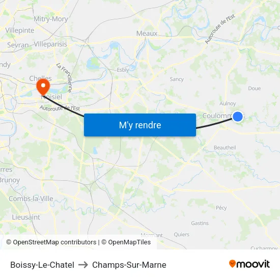 Boissy-Le-Chatel to Champs-Sur-Marne map