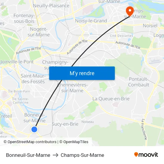 Bonneuil-Sur-Marne to Champs-Sur-Marne map