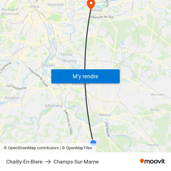 Chailly-En-Biere to Champs-Sur-Marne map