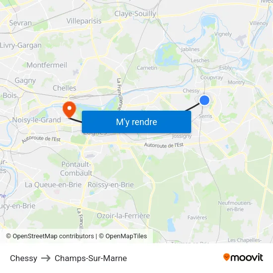 Chessy to Champs-Sur-Marne map