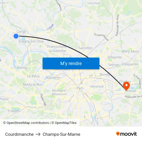 Courdimanche to Champs-Sur-Marne map