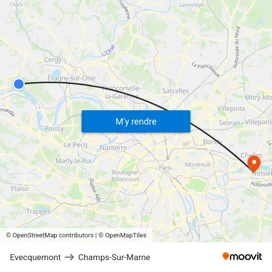 Evecquemont to Champs-Sur-Marne map