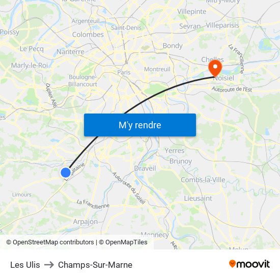 Les Ulis to Champs-Sur-Marne map