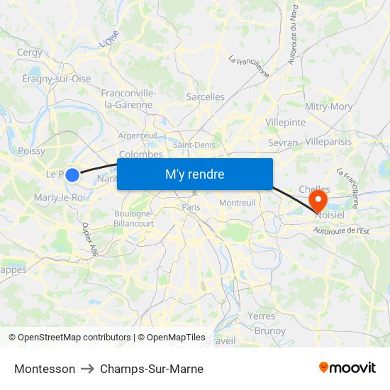 Montesson to Champs-Sur-Marne map