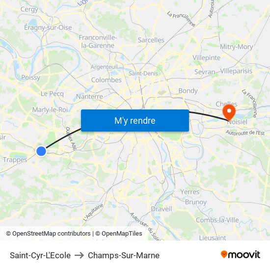 Saint-Cyr-L'Ecole to Champs-Sur-Marne map