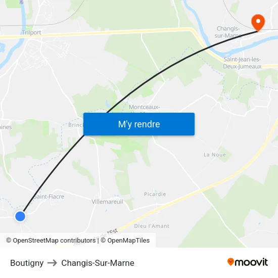 Boutigny to Changis-Sur-Marne map
