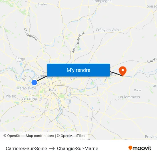 Carrieres-Sur-Seine to Changis-Sur-Marne map