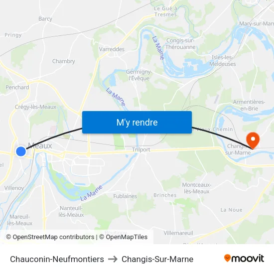 Chauconin-Neufmontiers to Changis-Sur-Marne map
