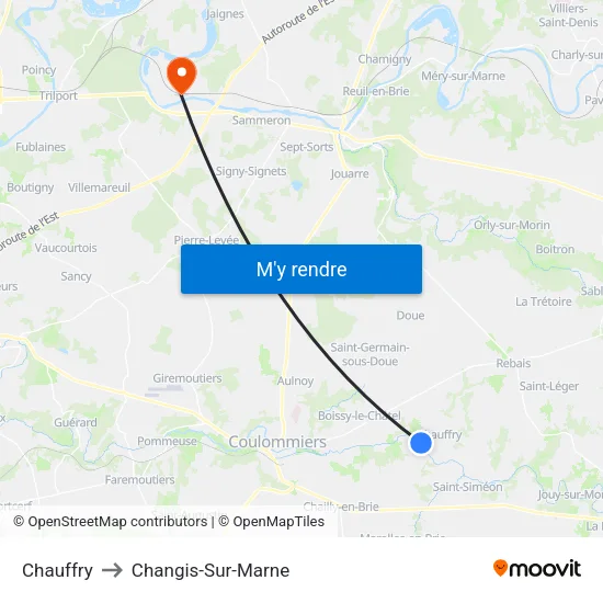 Chauffry to Changis-Sur-Marne map