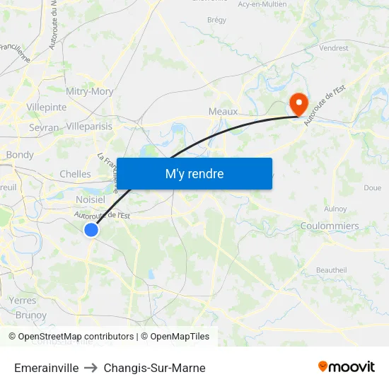 Emerainville to Changis-Sur-Marne map