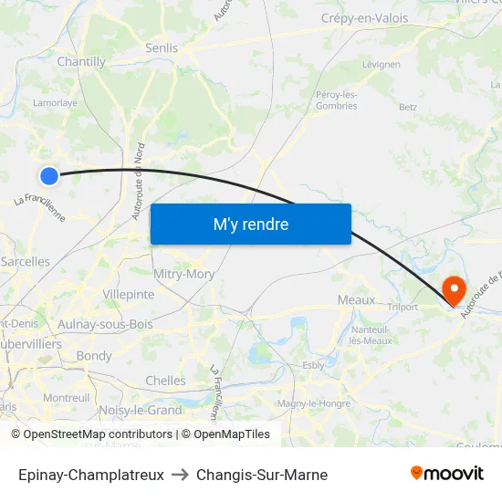 Epinay-Champlatreux to Changis-Sur-Marne map