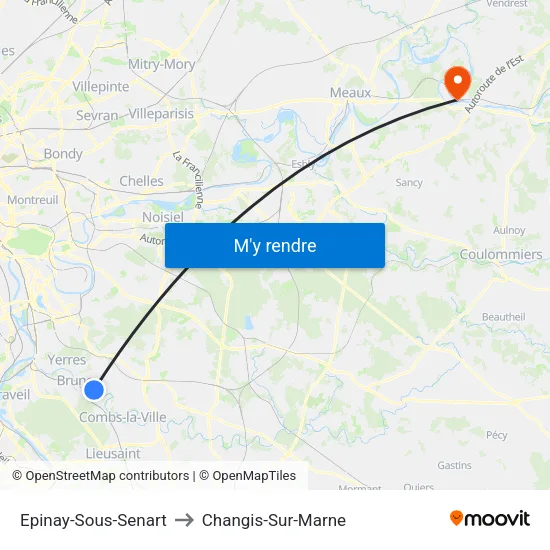 Epinay-Sous-Senart to Changis-Sur-Marne map