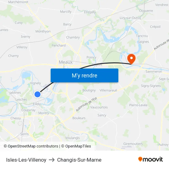 Isles-Les-Villenoy to Changis-Sur-Marne map