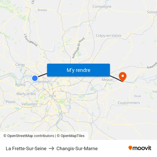 La Frette-Sur-Seine to Changis-Sur-Marne map