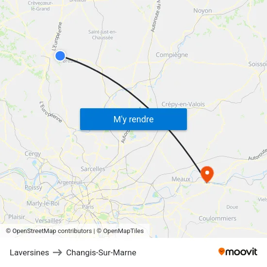 Laversines to Changis-Sur-Marne map