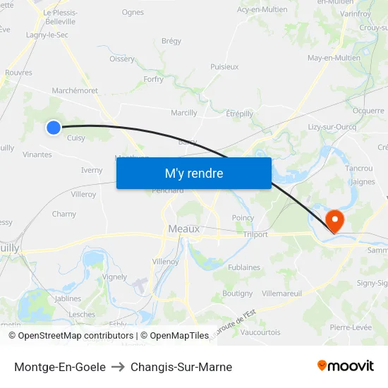 Montge-En-Goele to Changis-Sur-Marne map