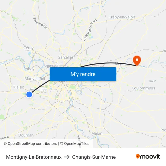 Montigny-Le-Bretonneux to Changis-Sur-Marne map