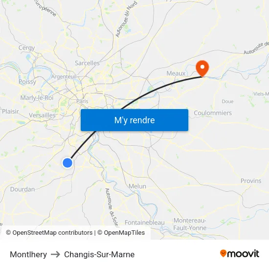 Montlhery to Changis-Sur-Marne map
