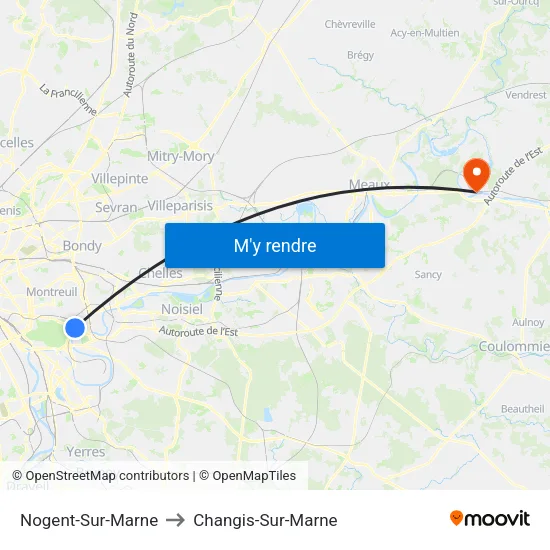 Nogent-Sur-Marne to Changis-Sur-Marne map