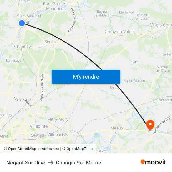 Nogent-Sur-Oise to Changis-Sur-Marne map
