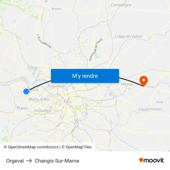 Orgeval to Changis-Sur-Marne map