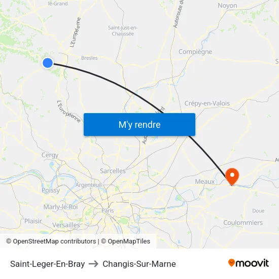 Saint-Leger-En-Bray to Changis-Sur-Marne map