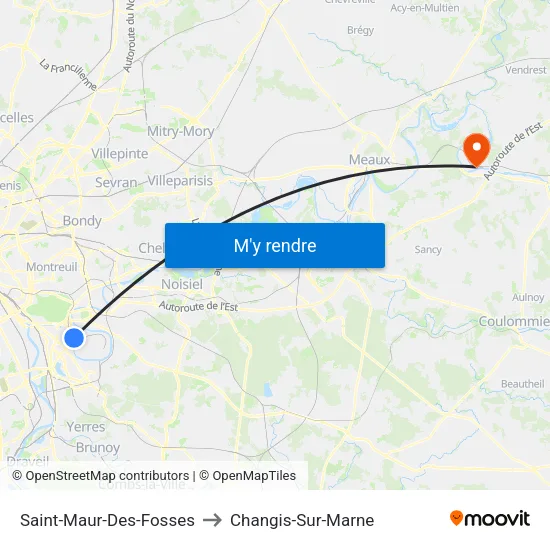 Saint-Maur-Des-Fosses to Changis-Sur-Marne map