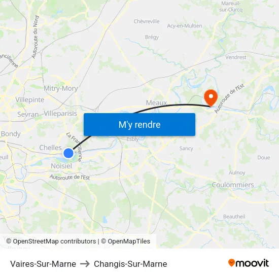 Vaires-Sur-Marne to Changis-Sur-Marne map