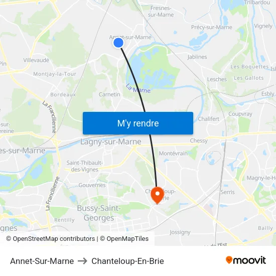 Annet-Sur-Marne to Chanteloup-En-Brie map
