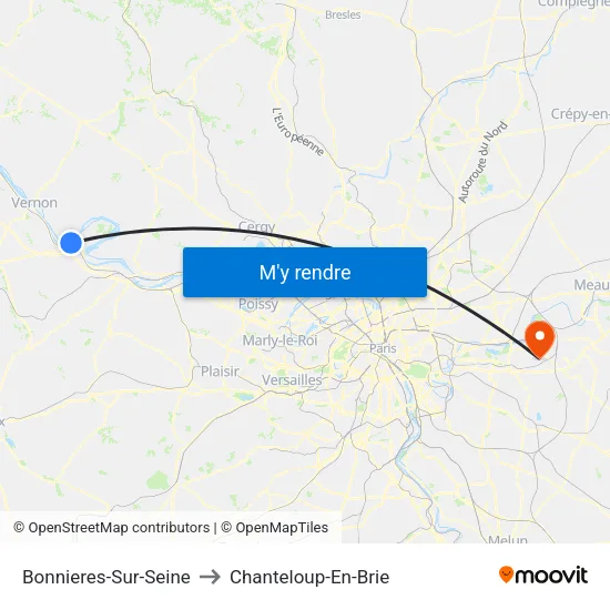 Bonnieres-Sur-Seine to Chanteloup-En-Brie map