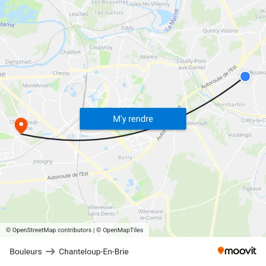 Bouleurs to Chanteloup-En-Brie map