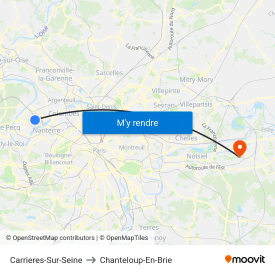 Carrieres-Sur-Seine to Chanteloup-En-Brie map